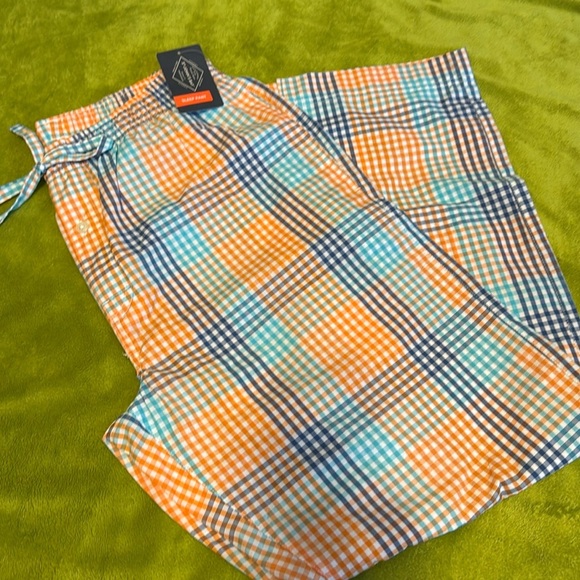 St. John’s Bay Woven Multi Checkered Sleep Pajama Pant  Sz Large Orange Blue NWT - Picture 1 of 4